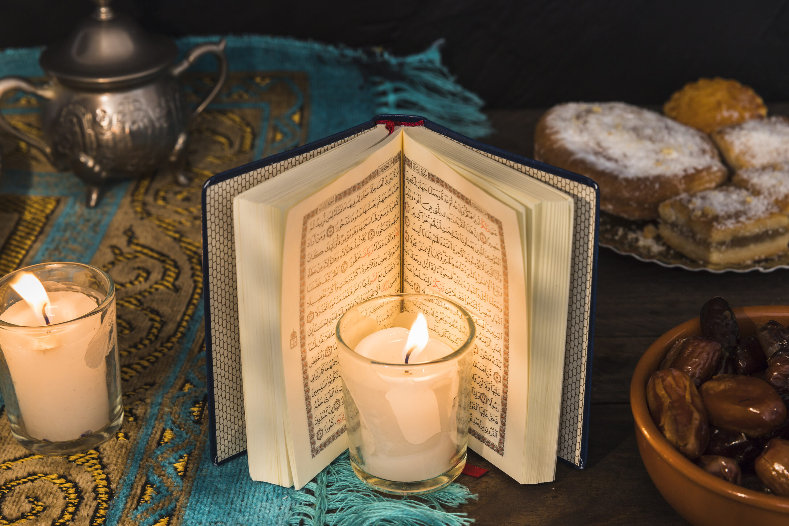 candle-arabic-book-near-desserts